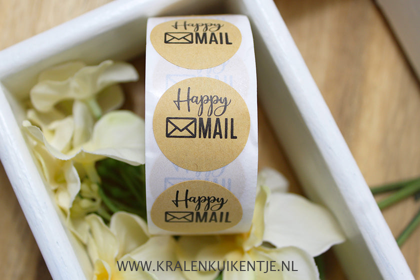 Stickers Happy Mail kraft 25mm