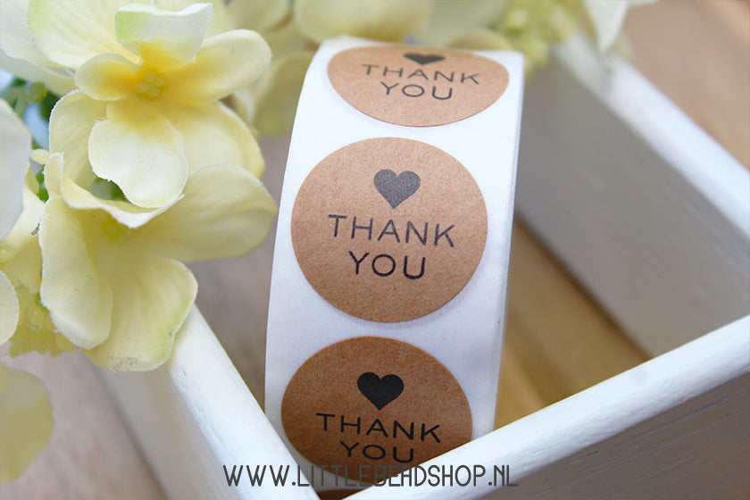 Stickers Thank You Dark Kraft 25mm