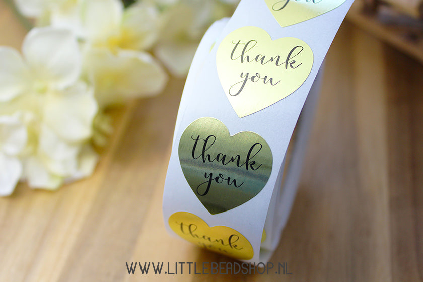 Stickers Thank You Heart Gold 25mm