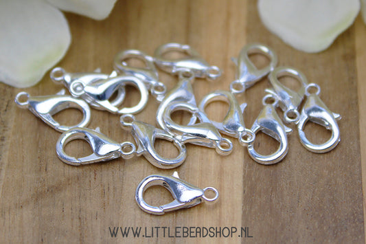 Light Silver Color Carabiner Closures 14mm, 10 Pieces