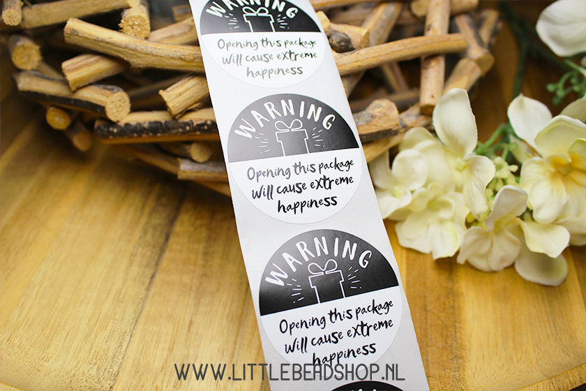 Stickers Warning zwart wit, 10 stuks