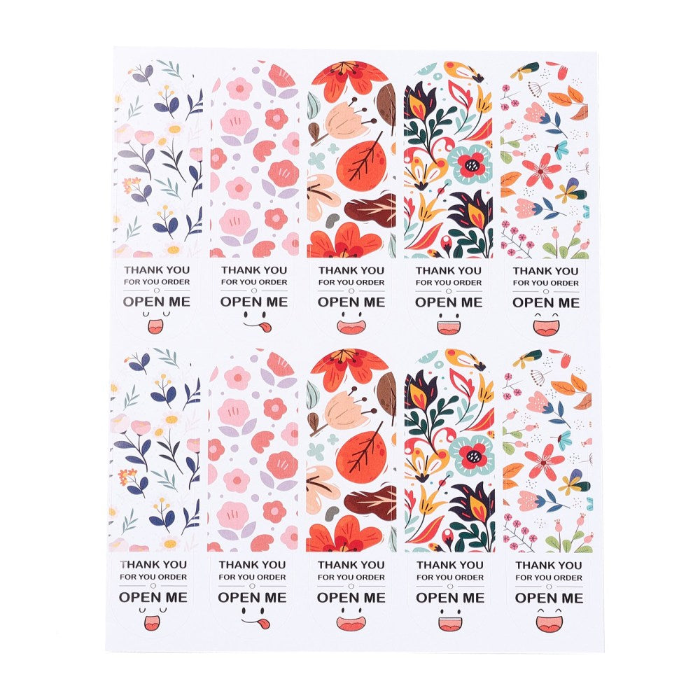 Sluit Stickers Open Me Flowers, per vel