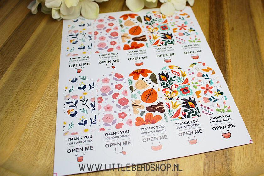 Sluit Stickers Open Me Flowers, per vel