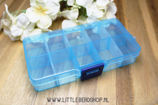 Bead sorting box Blue 10 compartments, per piece