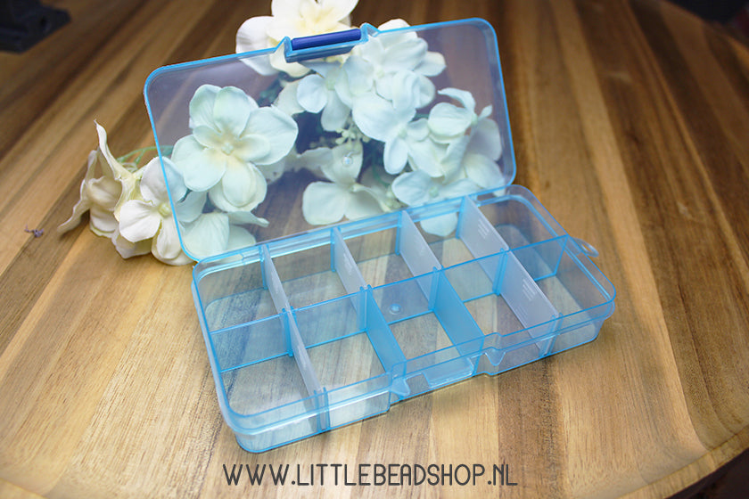 Sorteerdoosje kralen Blauw 10 vaks, per stuk