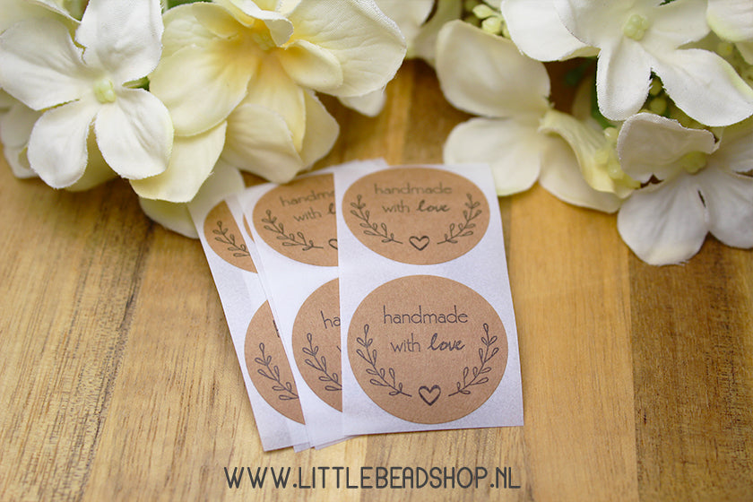 Stickers Handmade with Love kraft 25mm, 10 stuks