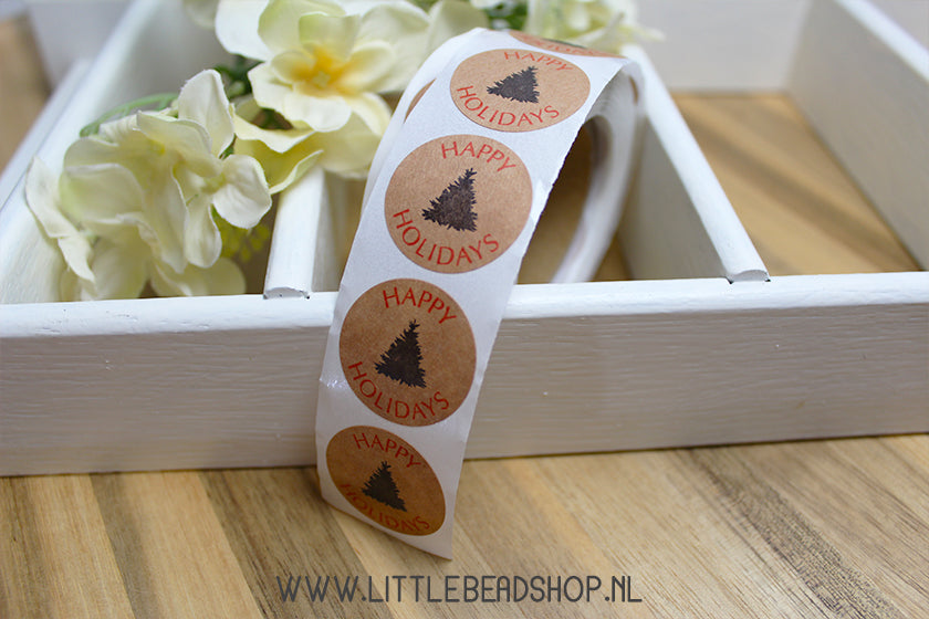 Stickers Happy Holidays kraft 25mm