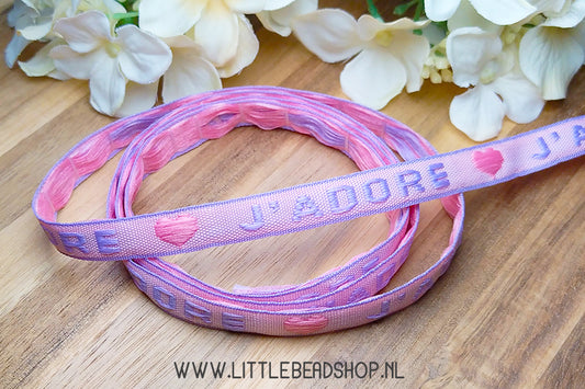 Woven Ribbon J'adore Pink/Purple, per meter