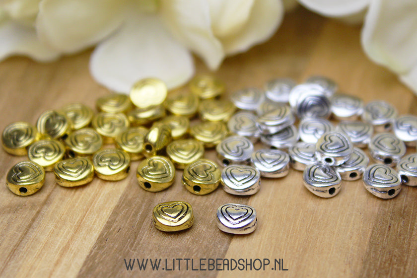 Spacer Beads Heart Round, +/- 20 pieces