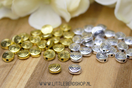 Spacer Beads Heart Round, +/- 20 pieces