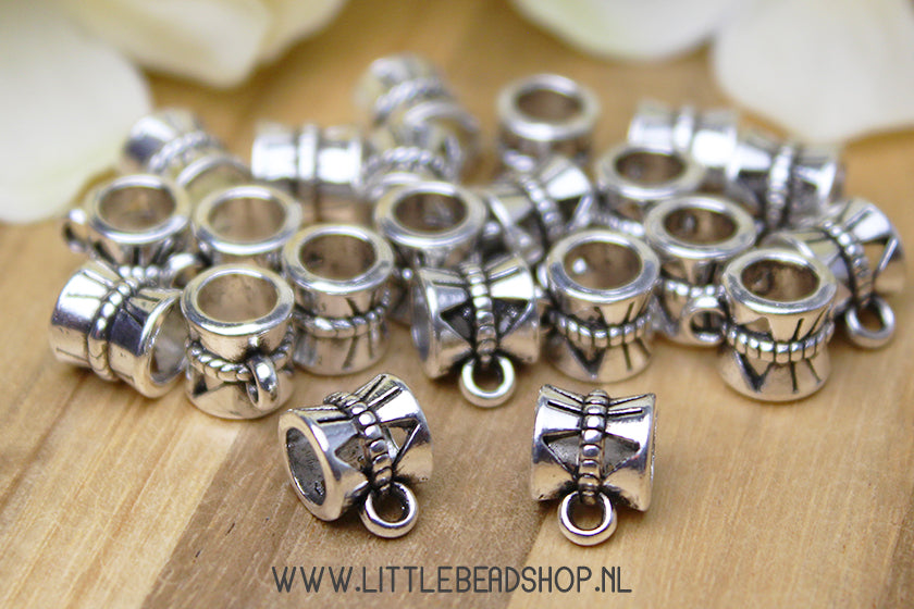Tussenkralen met oogje Bow zilverkleur, 10 stuks