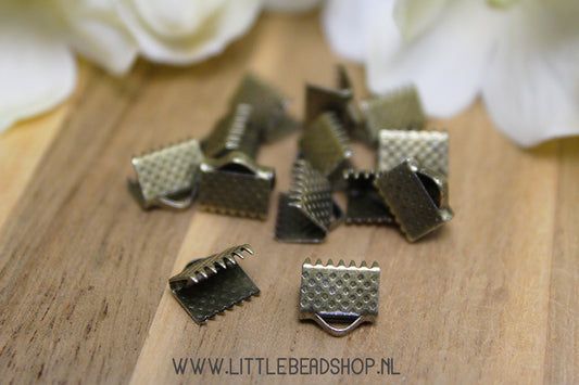 Antique bronze color ribbon clamps, 8mm, 10 pieces