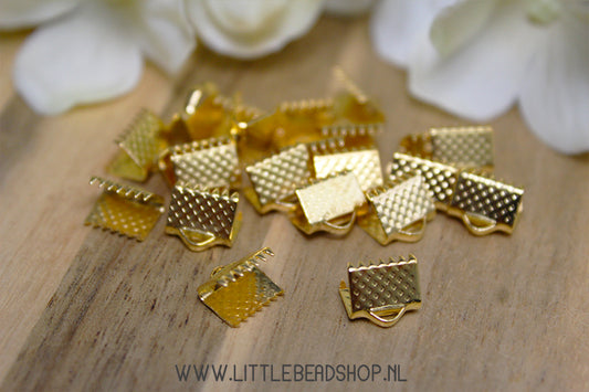 Dark gold ribbon clamps, 8mm, 10 pieces