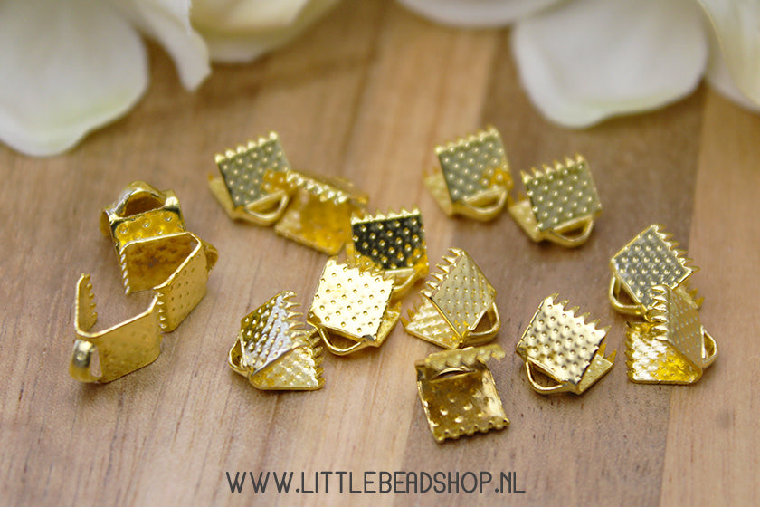 Veterklemmen goudkleur 6mm, 10 stuks