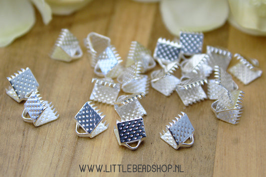 Silver ribbon clamps 6mm, 10 pieces