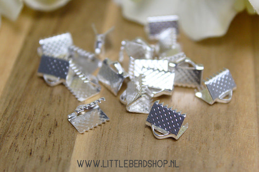 Silver ribbon clamps 8mm, 10 pieces