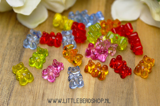 Acrylic Beads Gummy Bear Mix, +/- 50 pieces