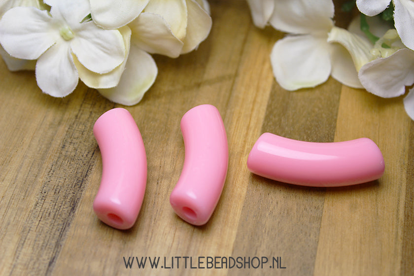 Acryl Tube Kralen Lichtroze 36x13mm, per stuk