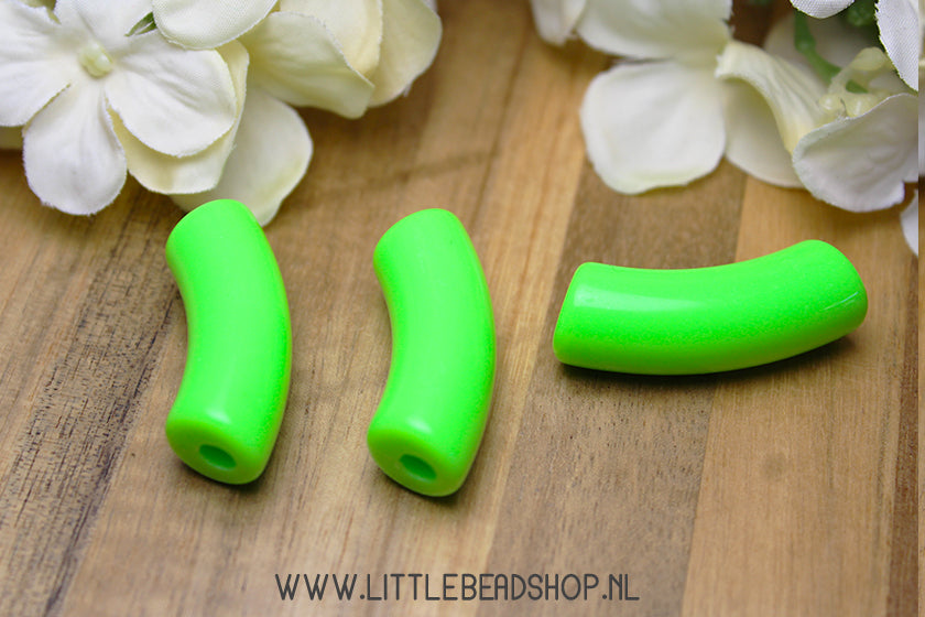 Acryl Tube Kralen Lime groen 36x13mm, per stuk