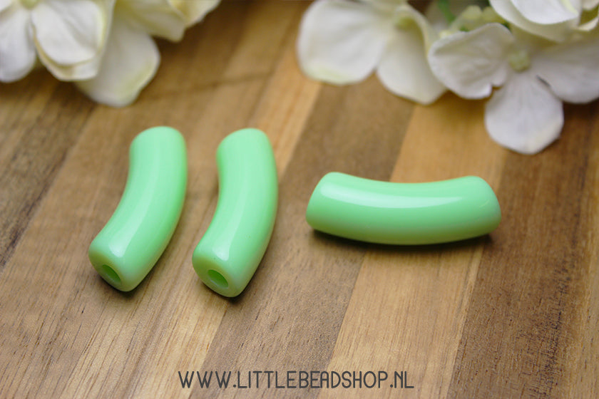 Acryl Tube Kralen Mintgroen 36x13mm, per stuk