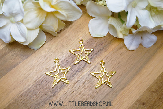 Bedels Dubbele ster goudkleur, per stuk