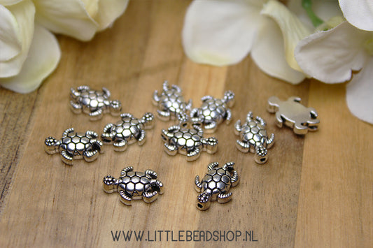 Turtle spacer beads silver color, 10 pieces