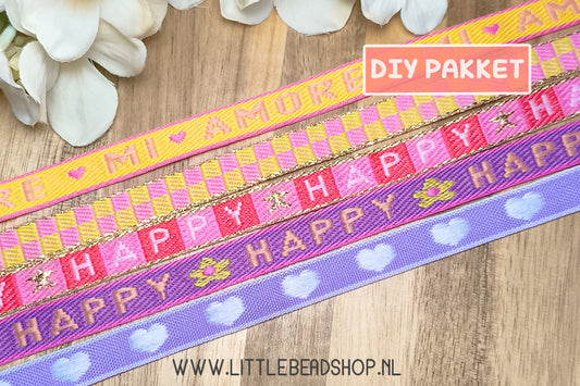 DIY-pakket Lint Armbandjes Maken 'Happy'