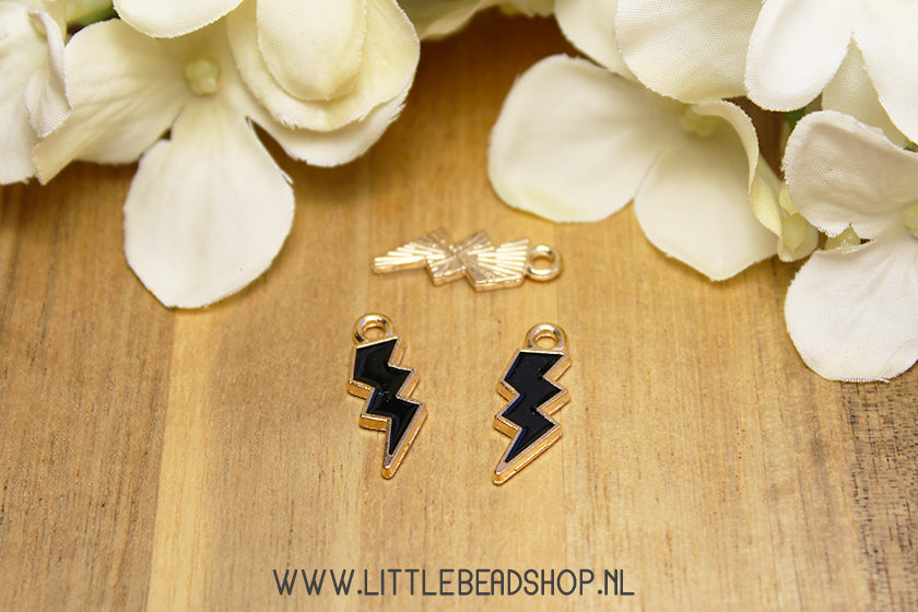 Emaille Bedels Bliksem Zwart, per stuk