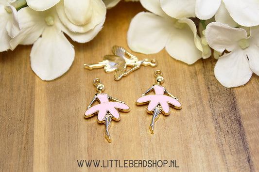 Emaille Bedels Ballerina Roze, per stuk