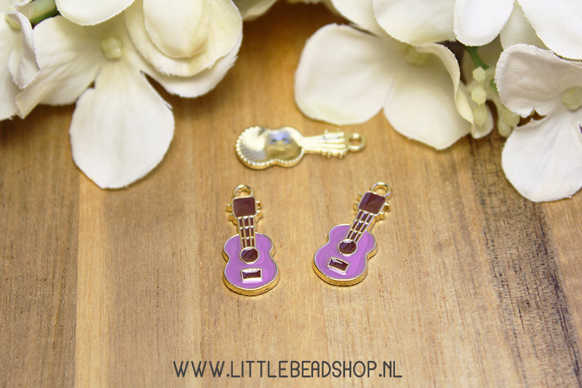 Emaille Bedels Gitaar Paars, per stuk