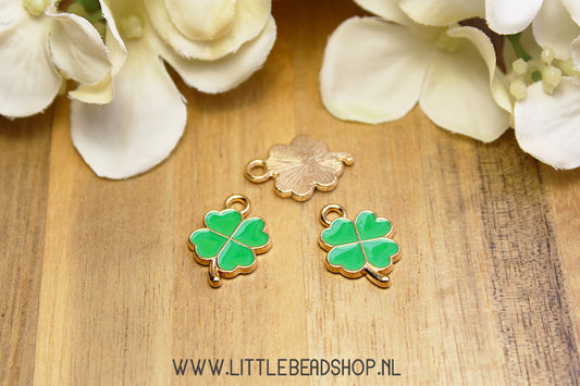 Emaille Bedels Klavertje Vier Groen, per stuk