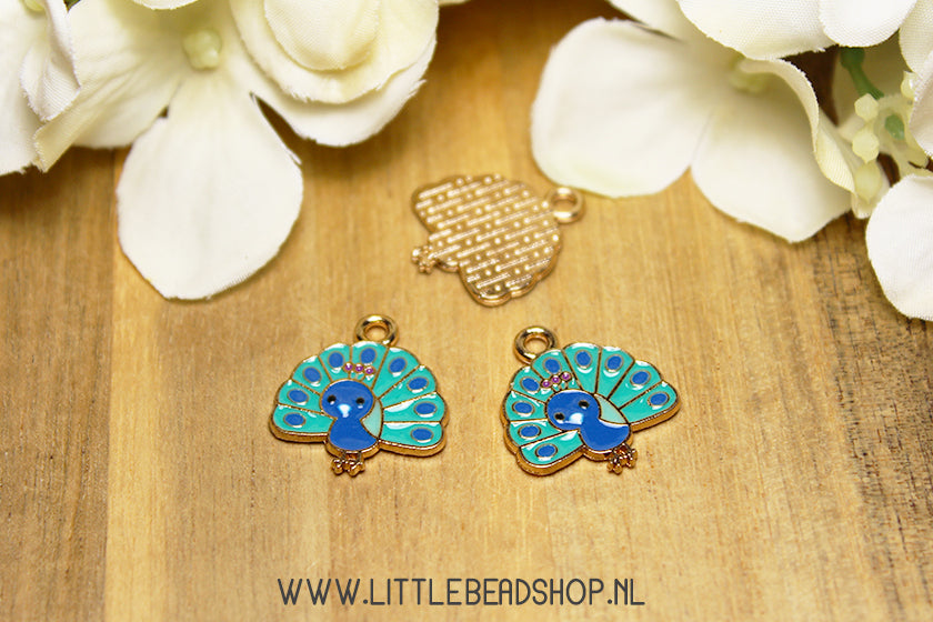 Emaille Bedels Pauw Blauw & Groen, per stuk