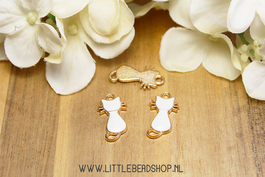 Emaille Bedels Poes Wit, per stuk