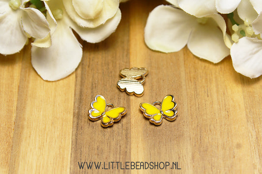 Emaille Bedels Vlinder Geel, per stuk