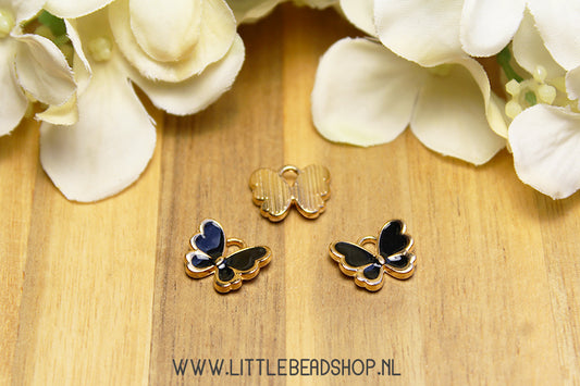 Emaille Bedels Vlinder Zwart, per stuk
