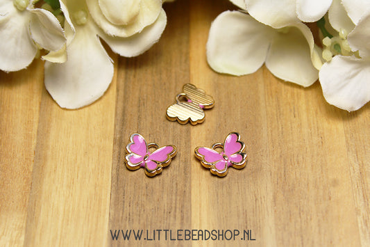 Emaille Bedels Vlinder Lichtpaars, per stuk