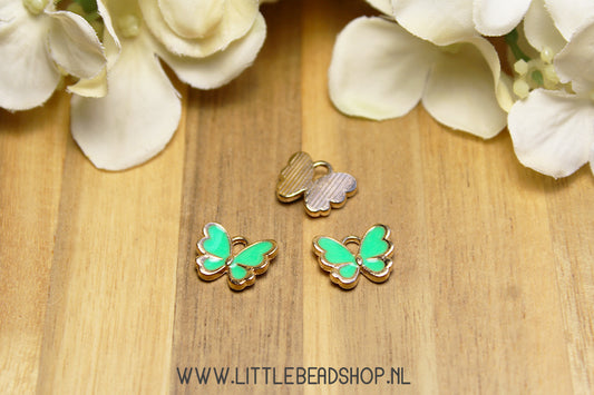 Emaille Bedels Vlinder Mint Groen, per stuk