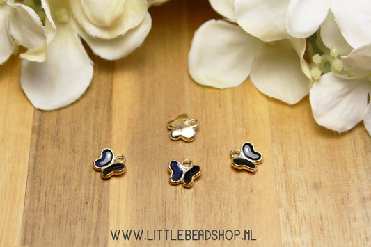 Emaille Bedels Vlinder Klein Zwart, per stuk