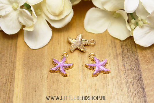 Emaille Bedels Zeester Licht Paars, per stuk