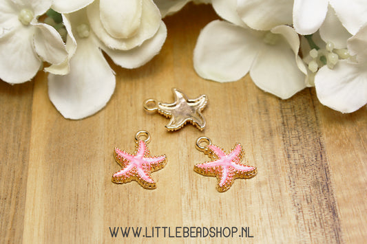 Emaille Bedels Zeester Licht Roze, per stuk