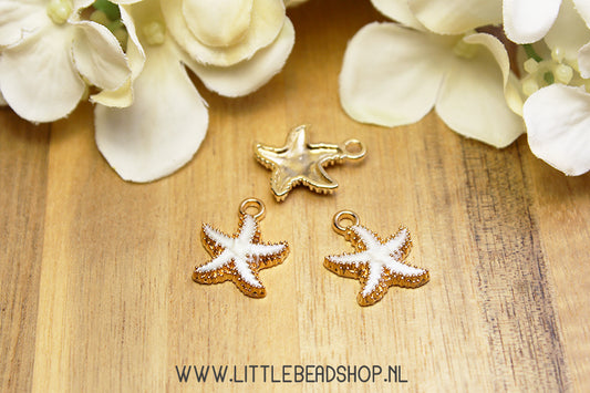 Emaille Bedels Zeester Gebroken Wit, per stuk