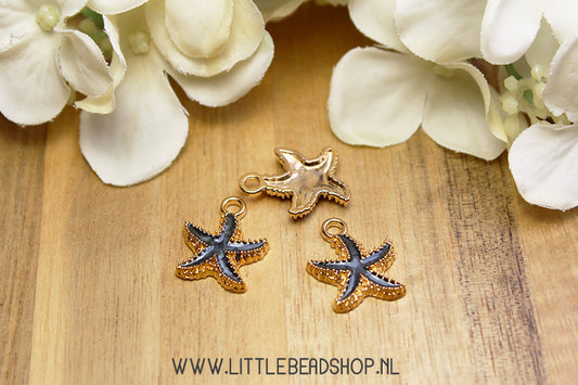 Emaille Bedels Zeester Zwart, per stuk