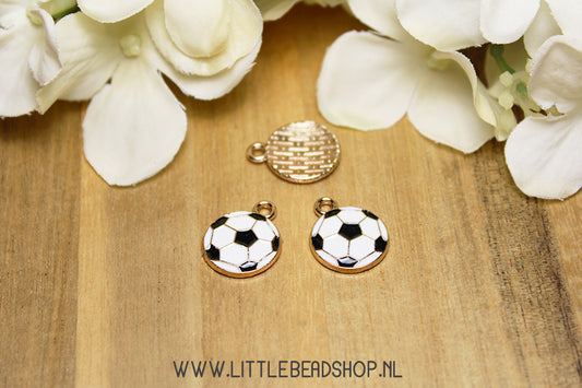 Emaille Bedels Voetbal Zwart Wit, per stuk