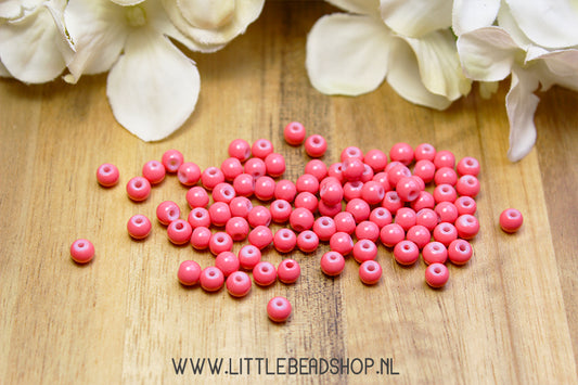 Glaskralen Basic Coral Pink 4mm, +/- 100 stuks