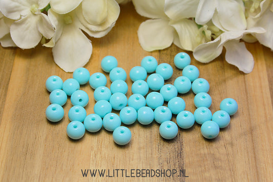 Glaskralen Basic Light Blue 8mm, +/- 50 stuks