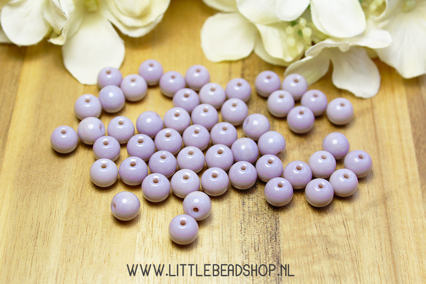 Glaskralen Basic Purple Grey 8mm, +/- 50 stuks