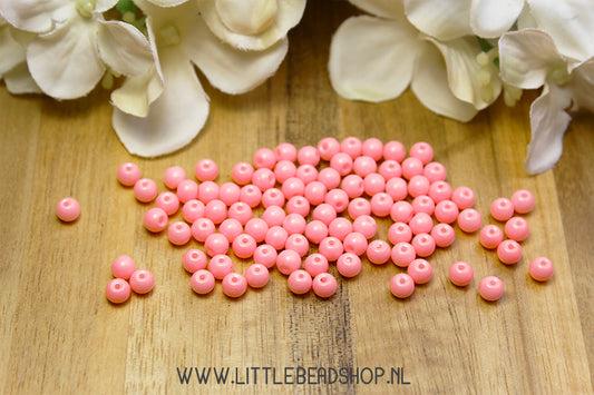 Glaskralen Basic Sweet Pink 4mm, +/- 100 stuks