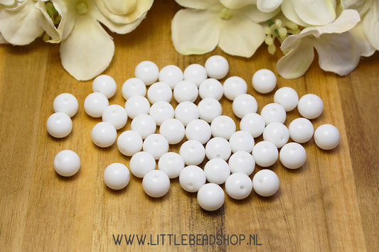 Glaskralen Basic White 8mm, +/- 50 stuks