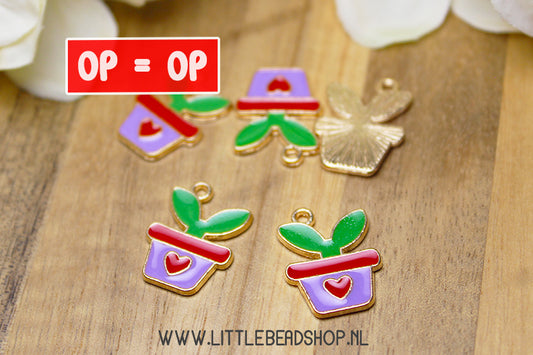 Enamel Charms Plant, per piece