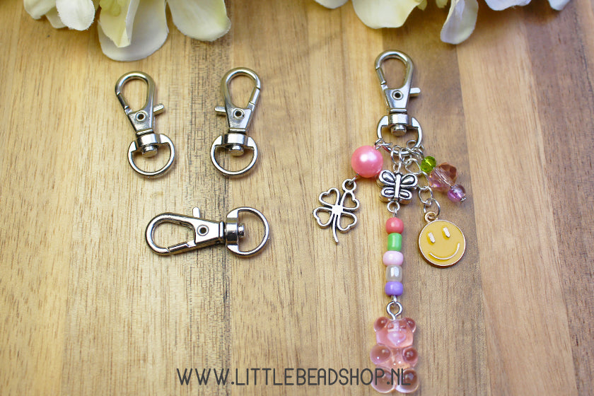 Sleutelhangers karabijn klein zilverkleur, per stuk